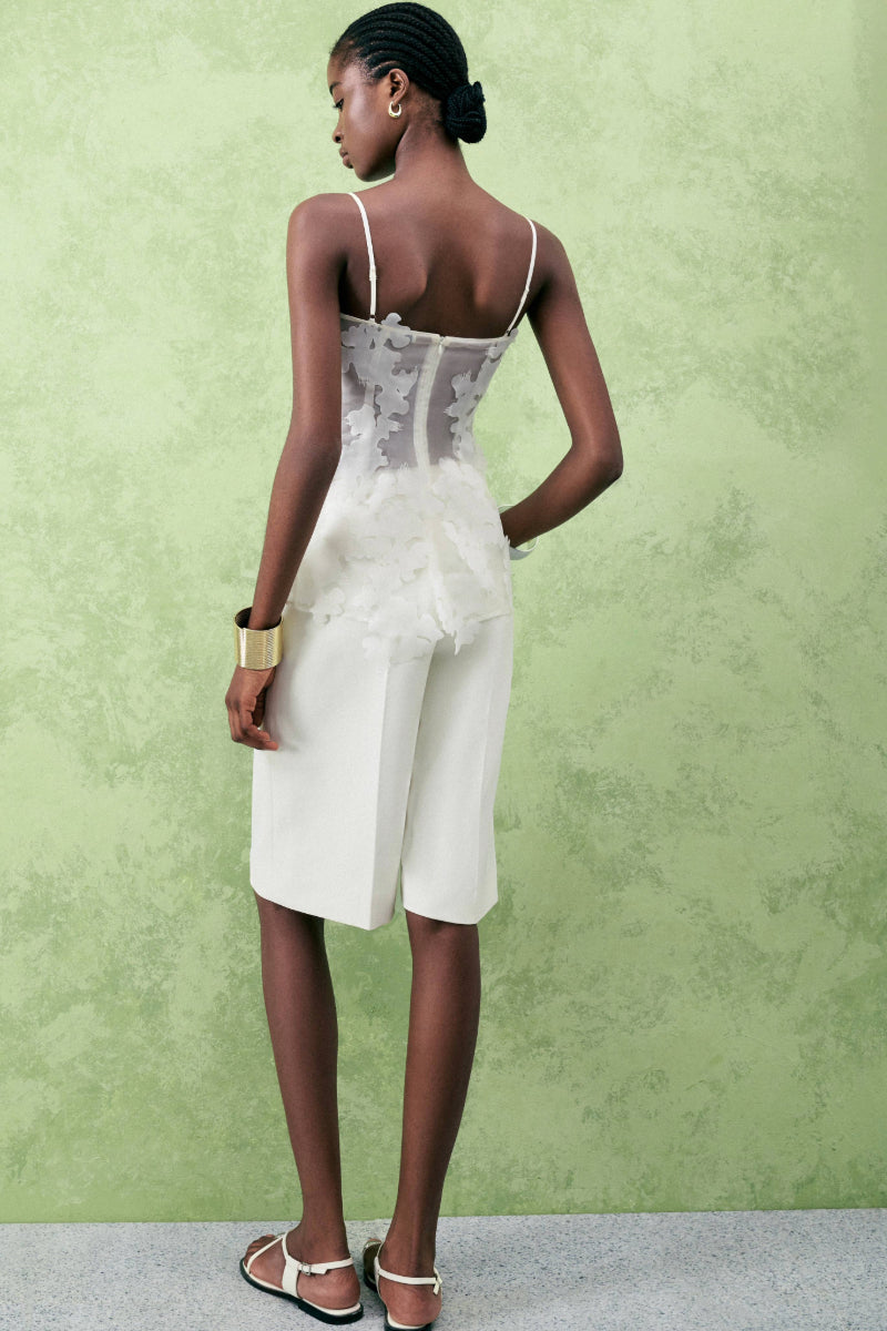 NARCISSUS SLIT SPAGHETTI STRAP ORGANZA TOP - CULT MIA