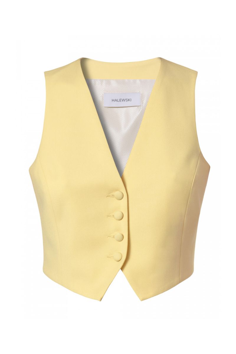 mustard yellow dress vest " Joanna " Reversible Quilted Padding Vest ( Mustard Yellow )