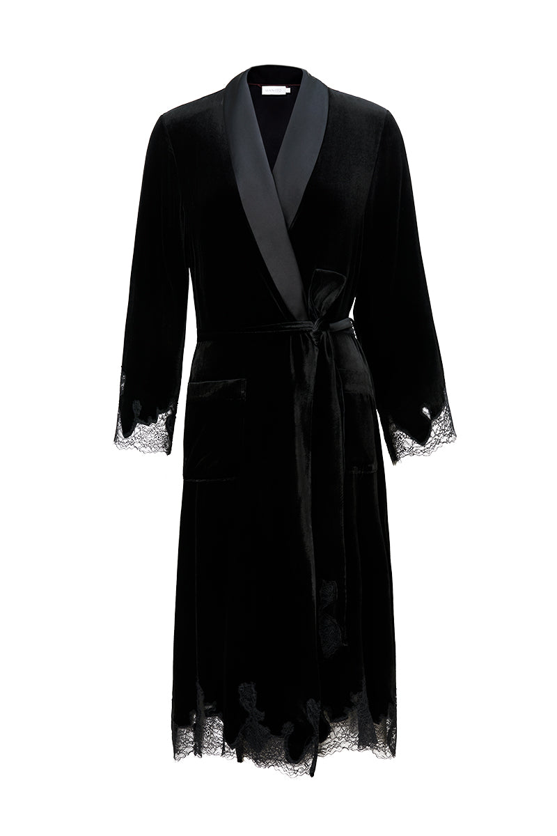 MANITO ROME VELVET LACE ROBE IN Black | Cult Mia MANITO ROME VELVET LACE ROBE IN Black | Cult Mia