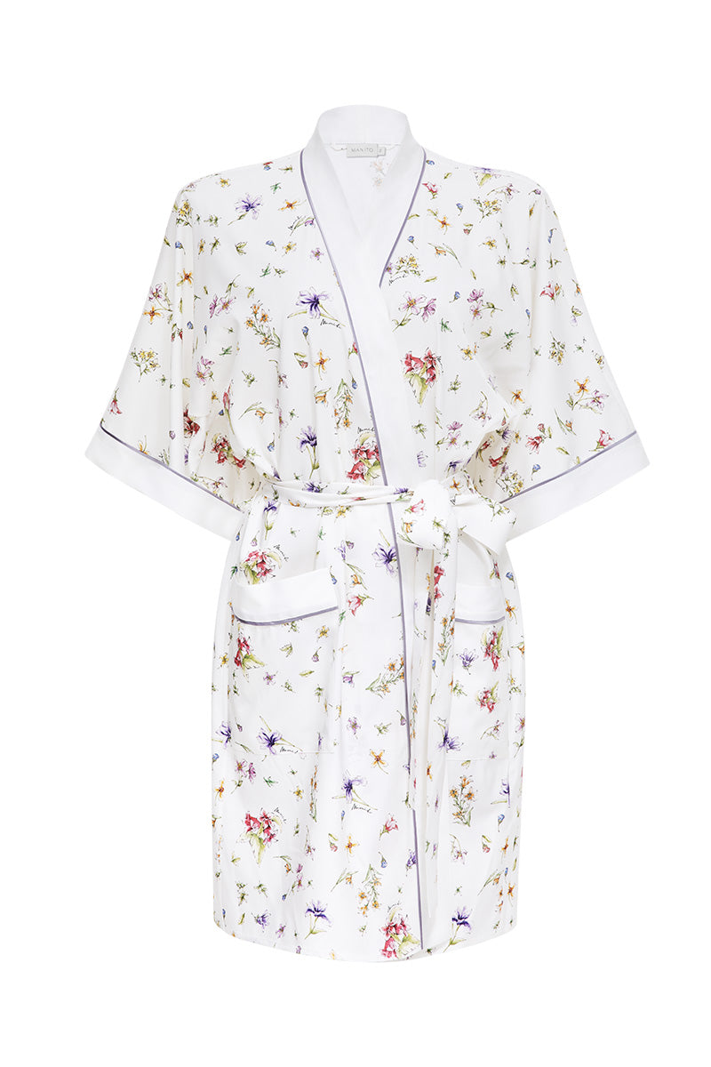 LRISETTE SILK SHORT KIMONO IN WHITE - CULT MIA