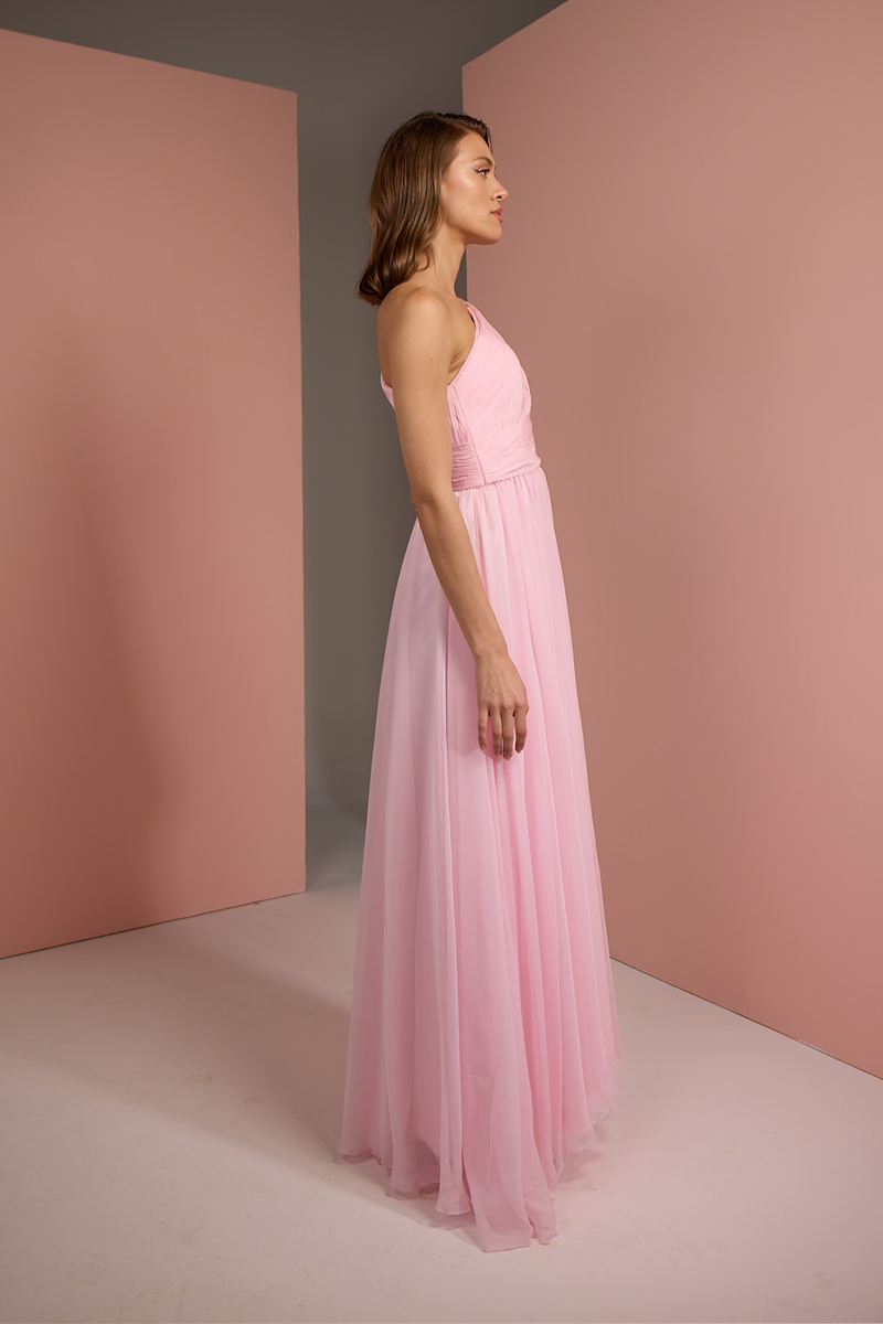 ONE SHOULDER DRESS IN BABY PINK - CULT MIA