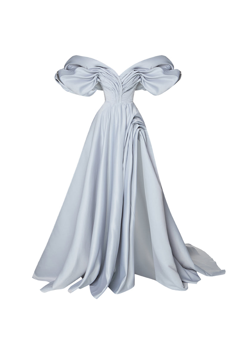 VOLUME SCULPTED DRESS IN LIGHT BLUE - CULT MIA
