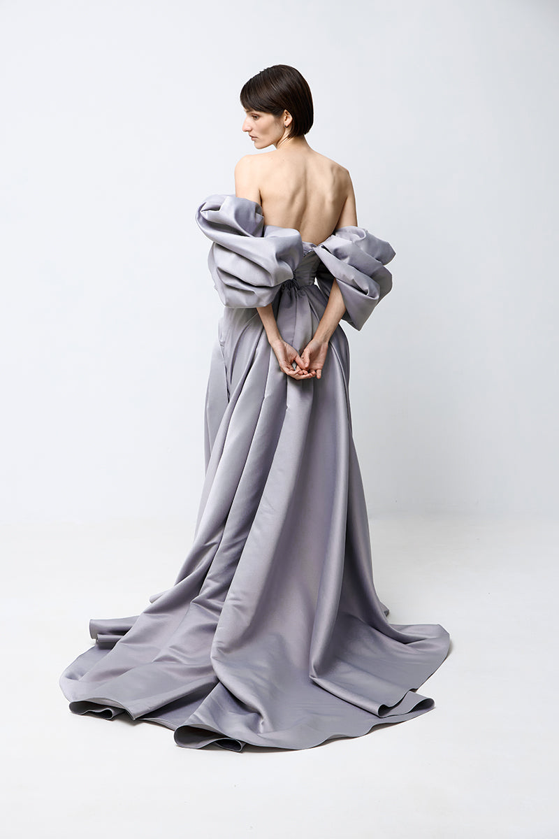 VOLUME SCULPTED DRESS IN GRAY - CULT MIA