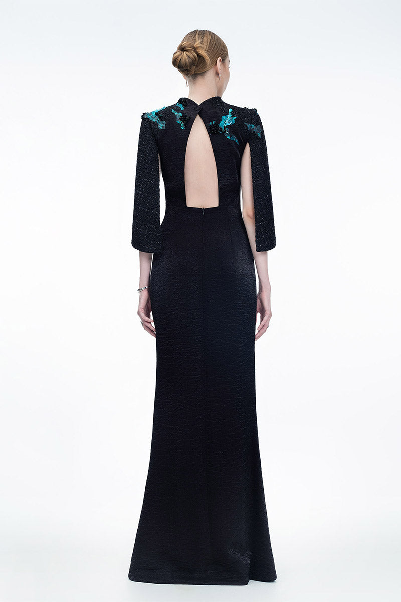 RADIANT NIGHT FLAME GOWN IN BLACK - CULT MIA