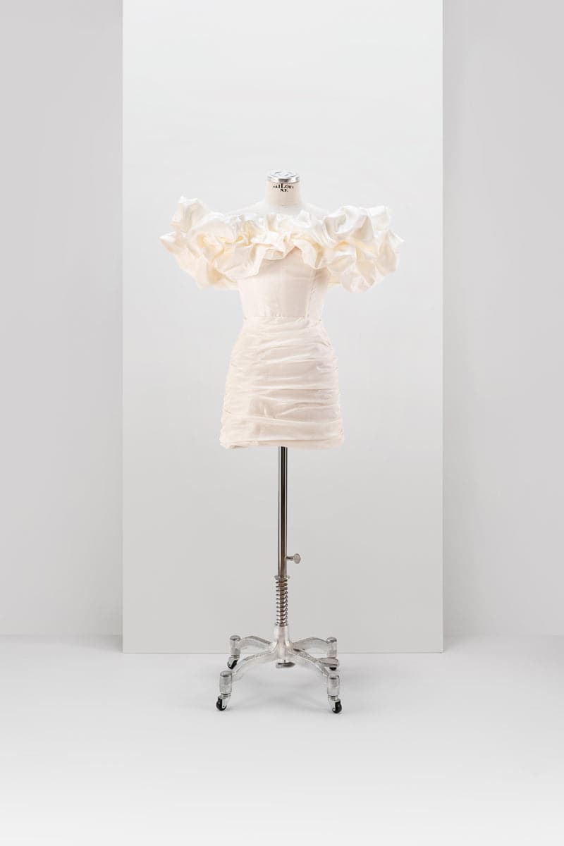 MILK LACE-UP CORSET WITH MERINGUE FLOUNCES - CULT MIA