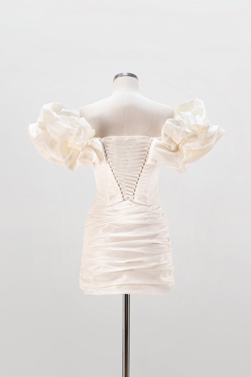 MILK LACE-UP CORSET WITH MERINGUE FLOUNCES - CULT MIA