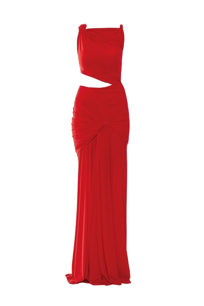 SAL RED CUT-OUT GOWN - CULT MIA