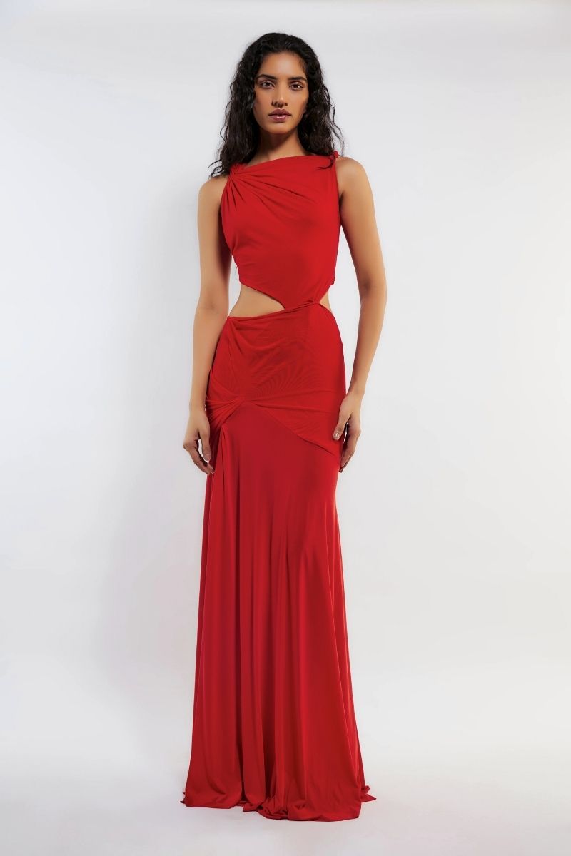 SAL RED CUT-OUT GOWN - CULT MIA