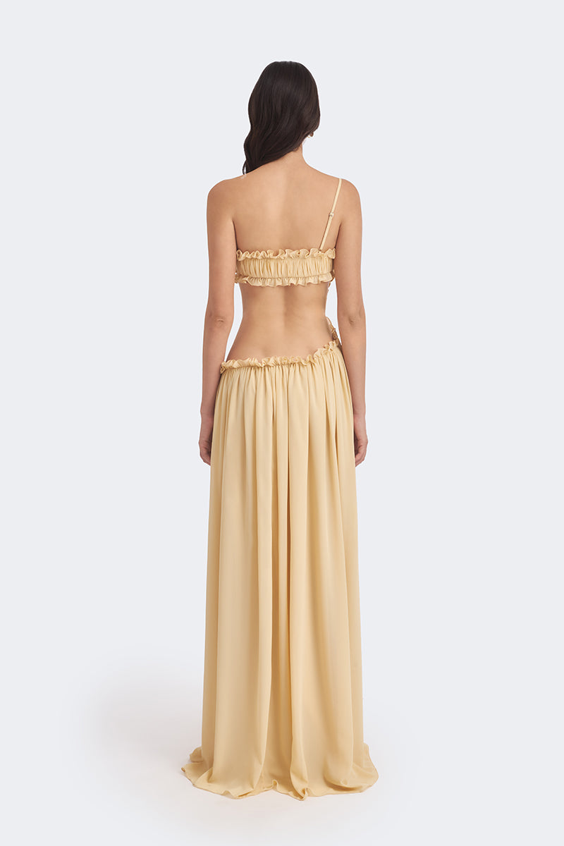 SELENE DRAPED BEIGE MAXI DRESS - CULT MIA