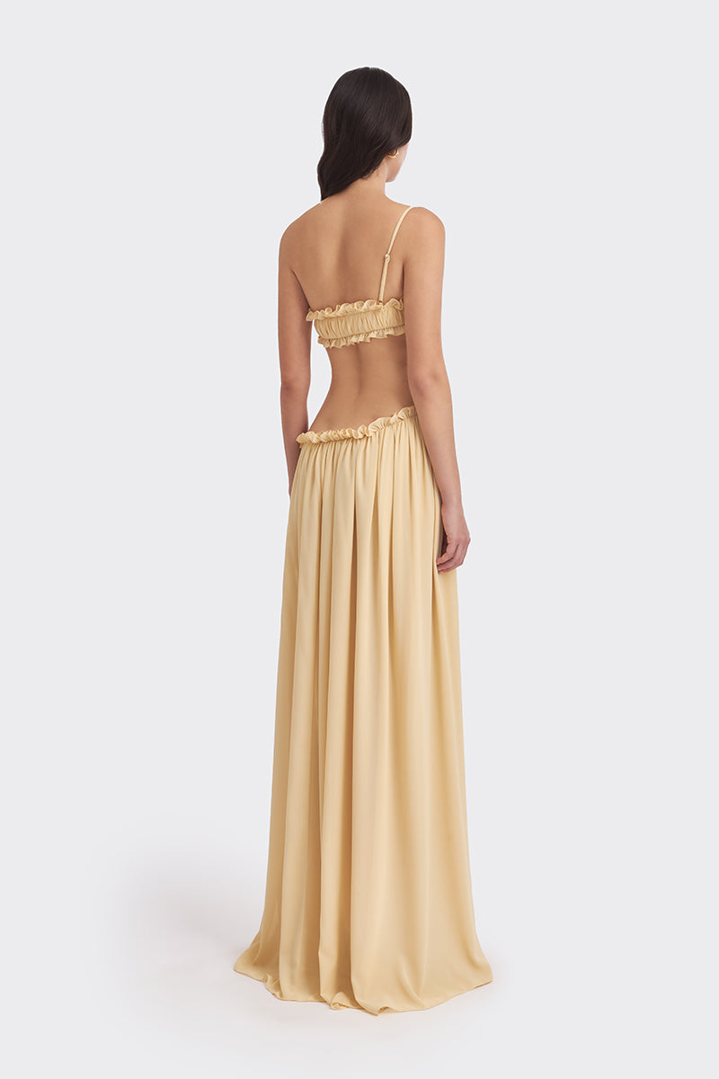 SELENE DRAPED BEIGE MAXI DRESS - CULT MIA