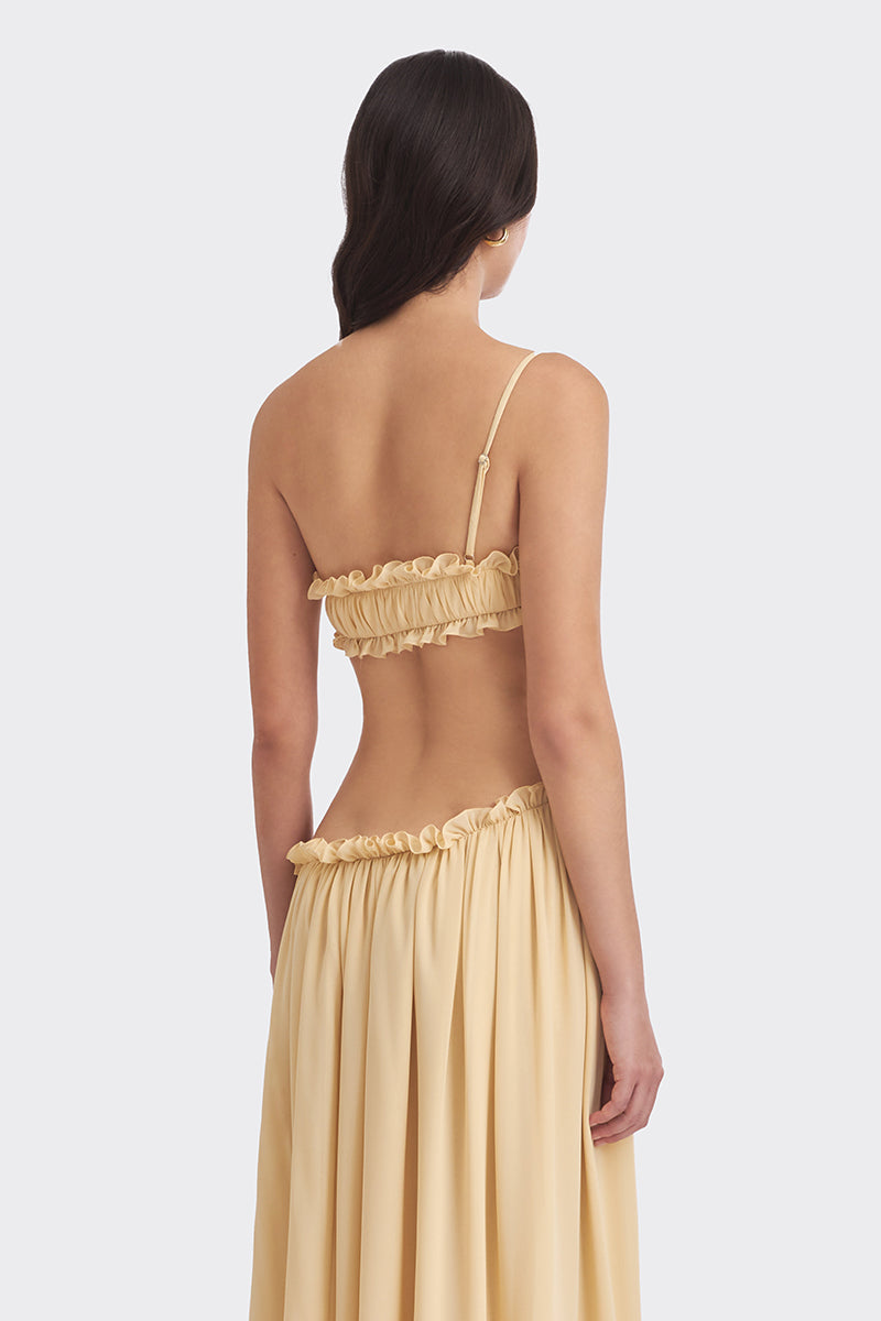 SELENE DRAPED BEIGE MAXI DRESS - CULT MIA