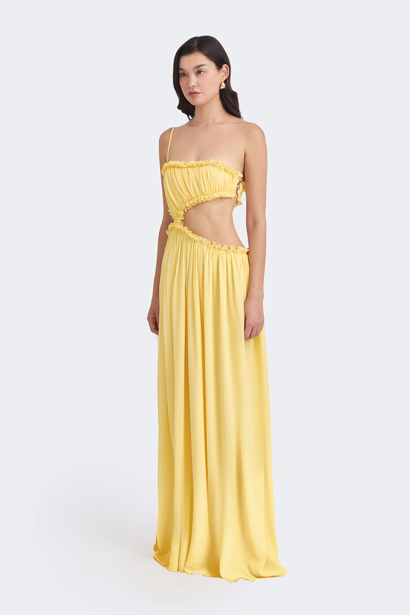 SELENE DRAPED YELLOW MAXI DRESS - CULT MIA
