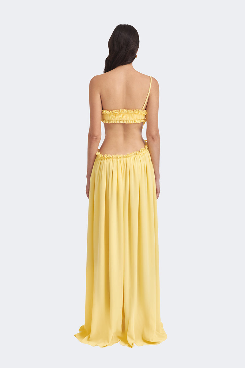 SELENE DRAPED YELLOW MAXI DRESS - CULT MIA