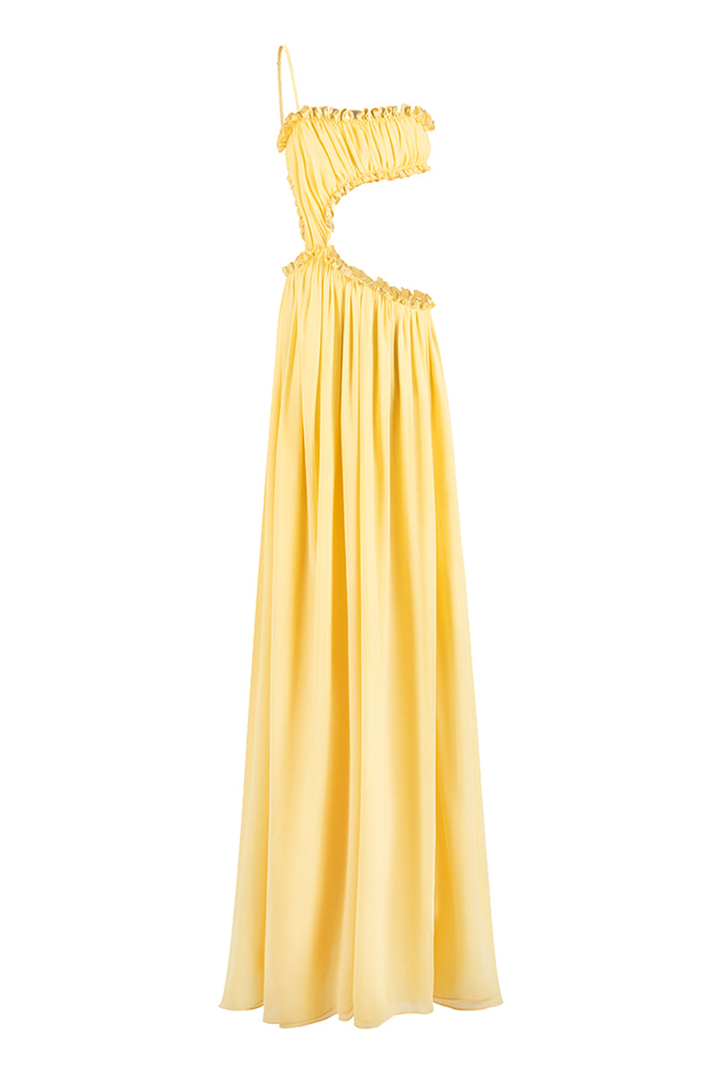 SELENE DRAPED YELLOW MAXI DRESS - CULT MIA