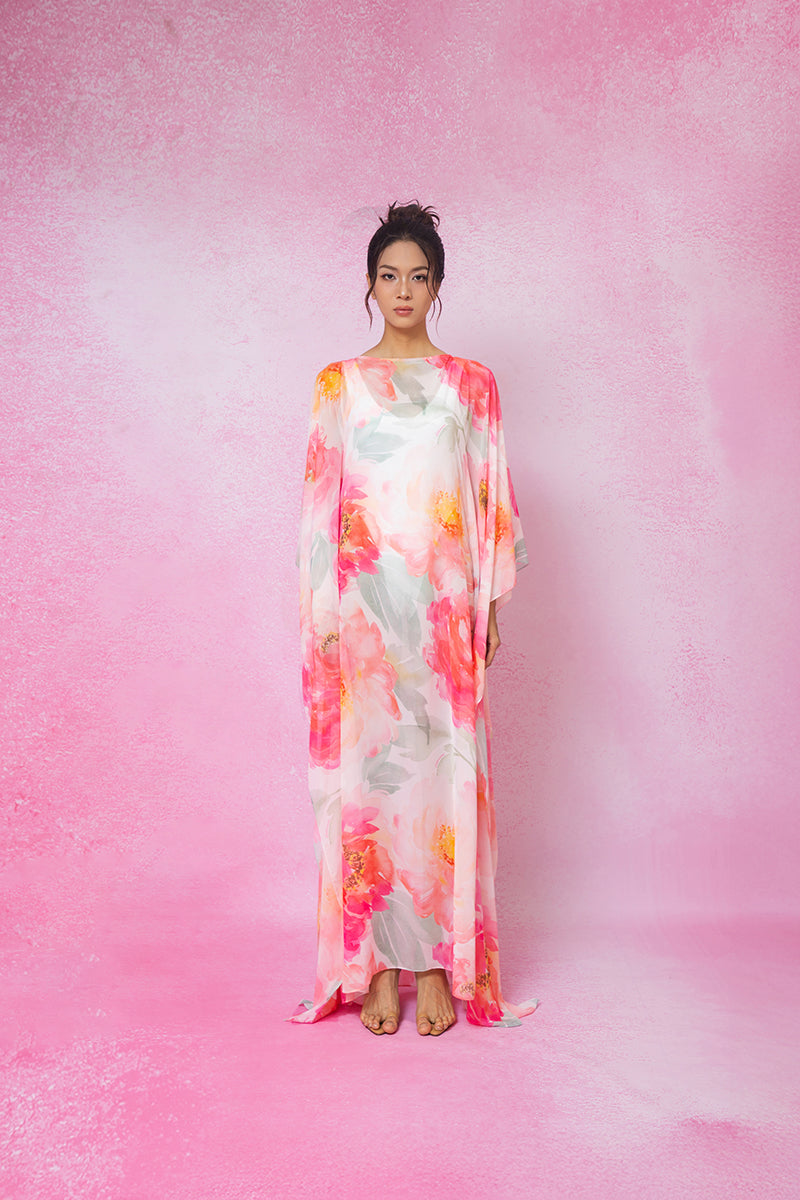 SHEER PRINTED MAXI COVER-UP IN MULTICOLOR - CULT MIA