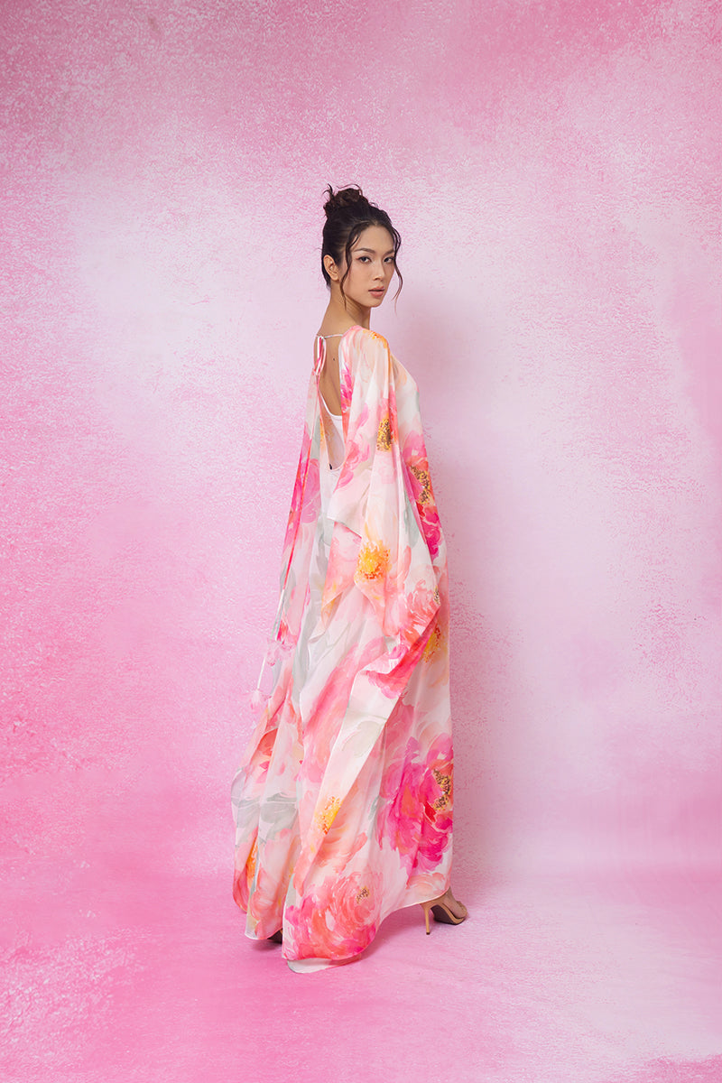 SHEER PRINTED MAXI COVER-UP IN MULTICOLOR - CULT MIA
