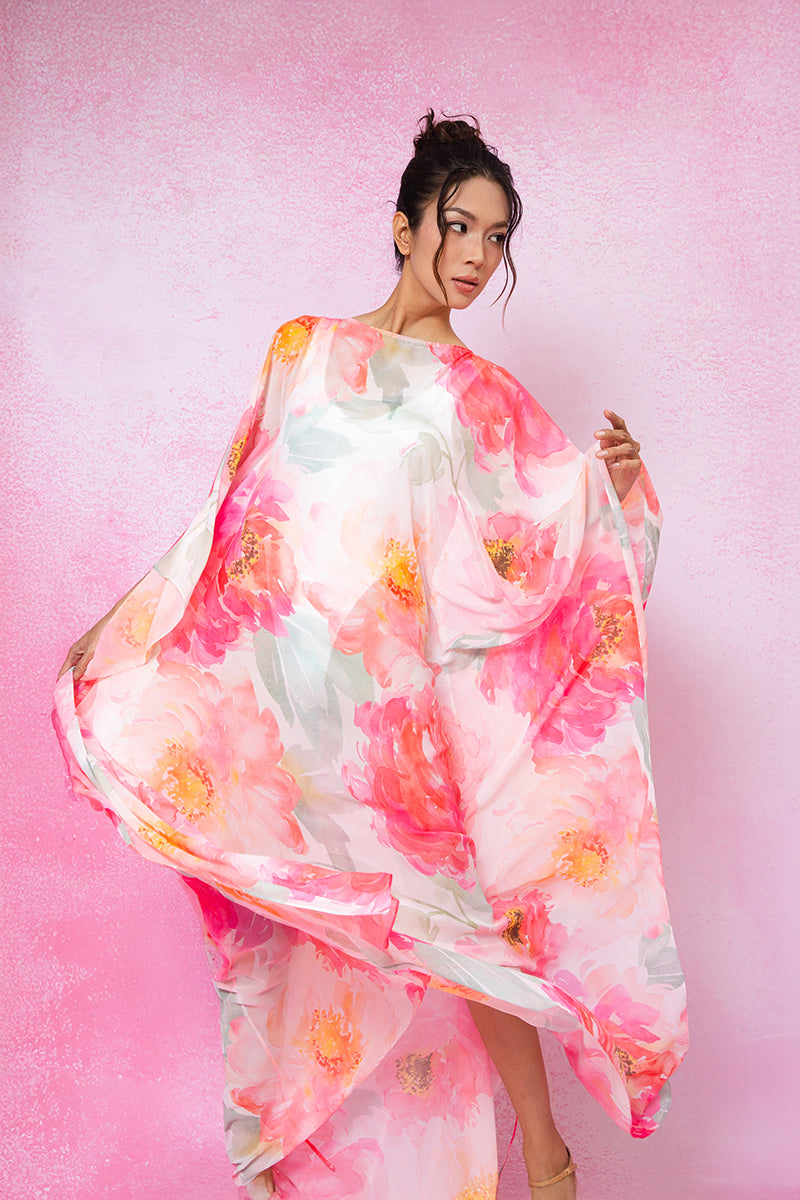 SHEER PRINTED MAXI COVER-UP IN MULTICOLOR - CULT MIA