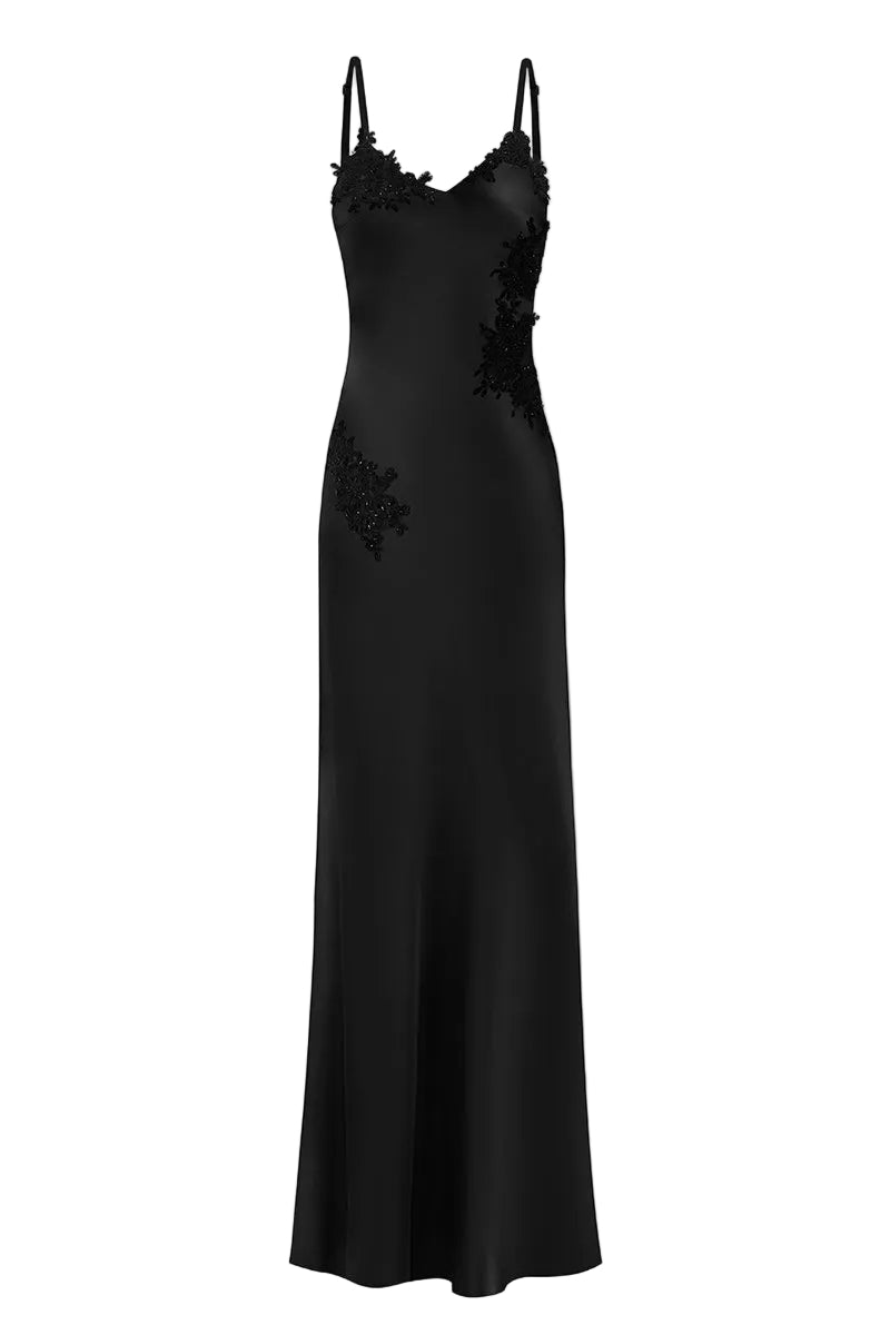 SIGNATURE V NECK LACE MAXI DRESS IN BLACK | CULT MIA | Stolen Stores SIGNATURE V NECK LACE MAXI DRESS IN BLACK | CULT MIA | Stolen Stores