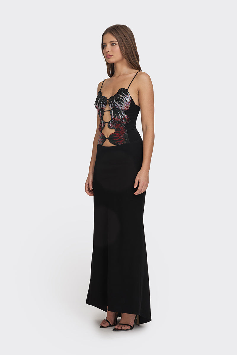 MS. SIX-FIRE HEART MAXI SLIP DRESS - CULT MIA