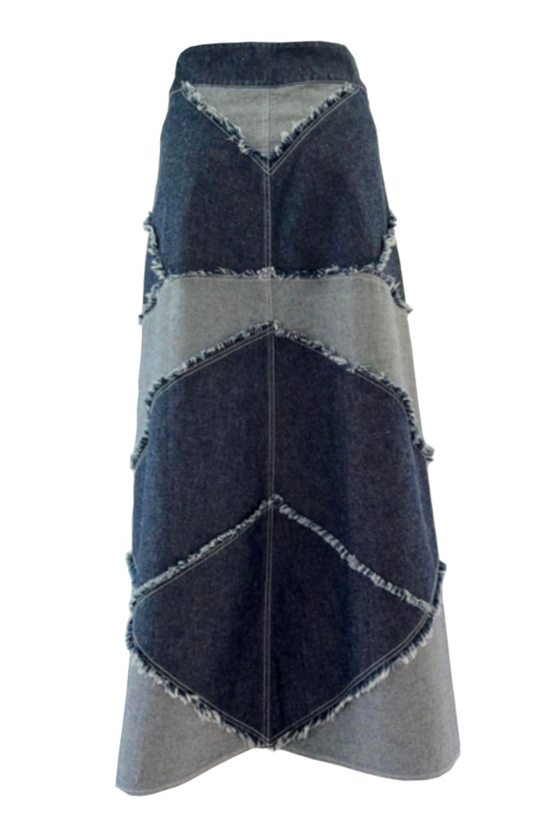 CUTS DENIM SKIRT IN BLUE - CULT MIA