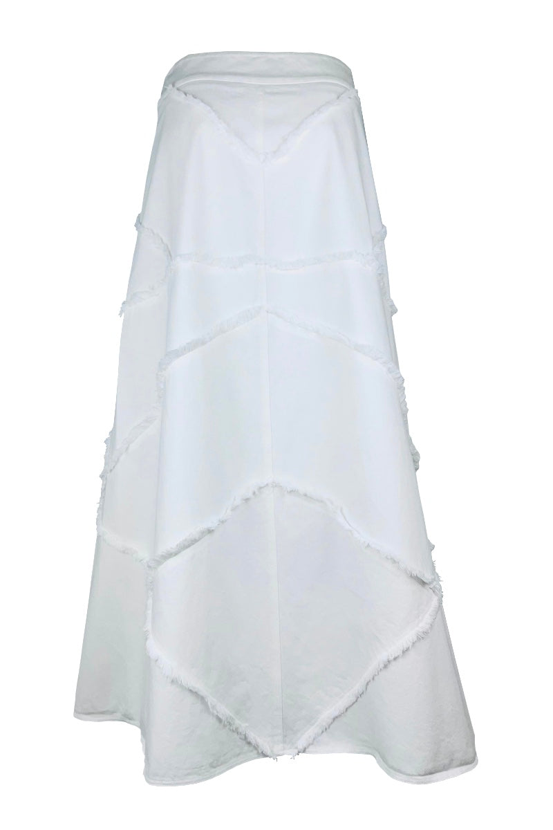 CUTS DENIM SKIRT IN IVORY - CULT MIA