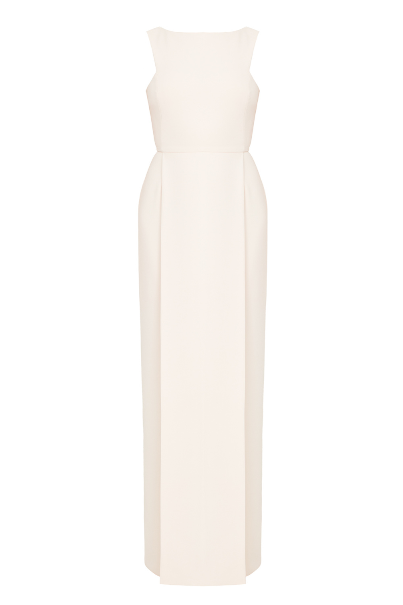 SONORA PASTEL CREAM LONG DRESS WITH PLEATED PENCIL SKIRT | CULT MIA | UNDRESS SONORA PASTEL CREAM LONG DRESS WITH PLEATED PENCIL SKIRT | CULT MIA | UNDRESS