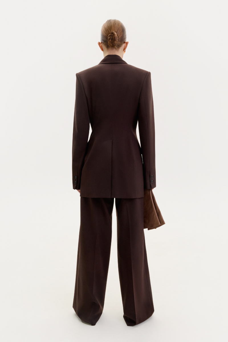 STRAIGHT-LEG BROWN WOOL PANTS - CULT MIA