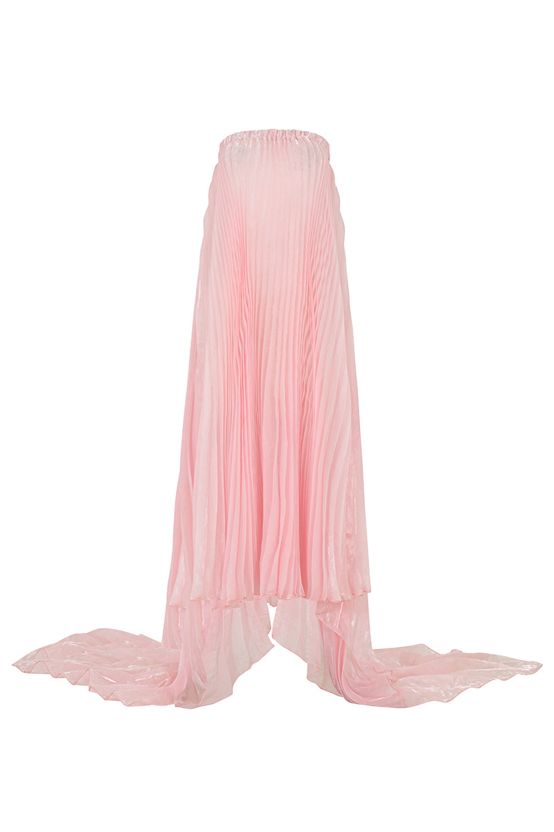 STRAPLESS PLEATED MIDI DRESS IN SOFT PINK - CULT MIA
