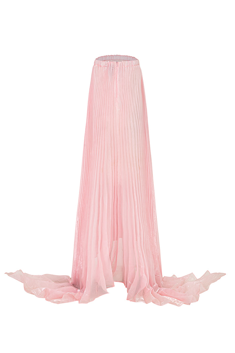 STRAPLESS PLEATED MIDI DRESS IN SOFT PINK - CULT MIA