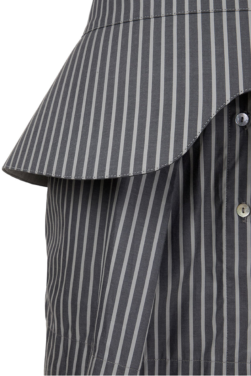 STRIPED SHIRT MINI DRESS / STRIPED SHIRT BELT IN GRAPHITE STRIPES - CULT MIA