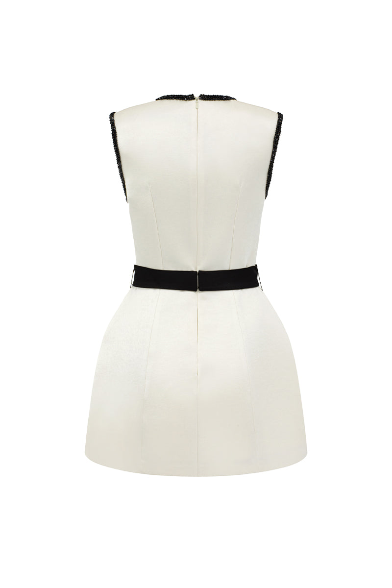 SLEEVELESS BELL MINI DRESS IN IVORY - CULT MIA