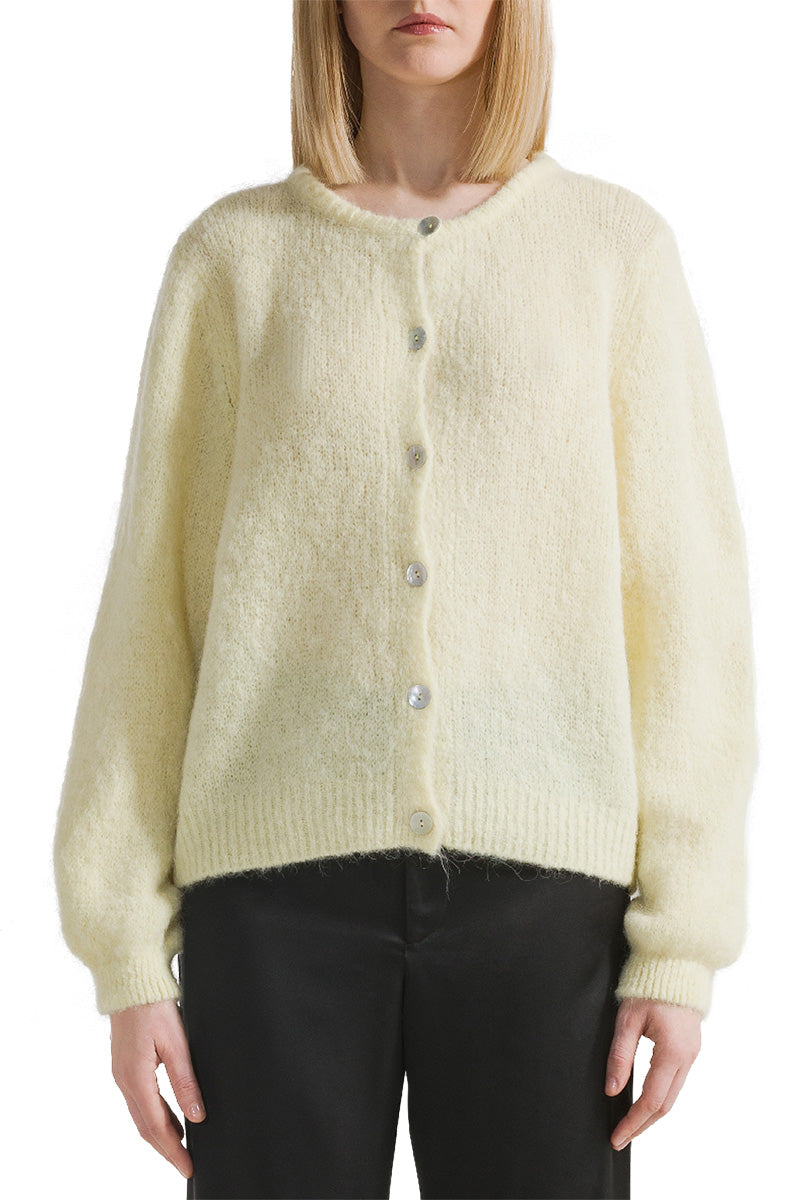 SUSAN ALPACA CARDIGAN IN LIGHT YELLOW - CULT MIA