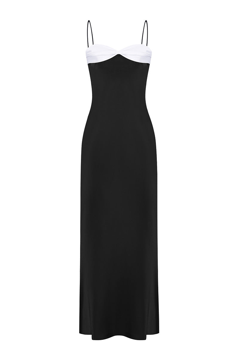 swan dress black SWAN SLIP MAXI DRESS IN BLACK AND WHITE | CULT MIA