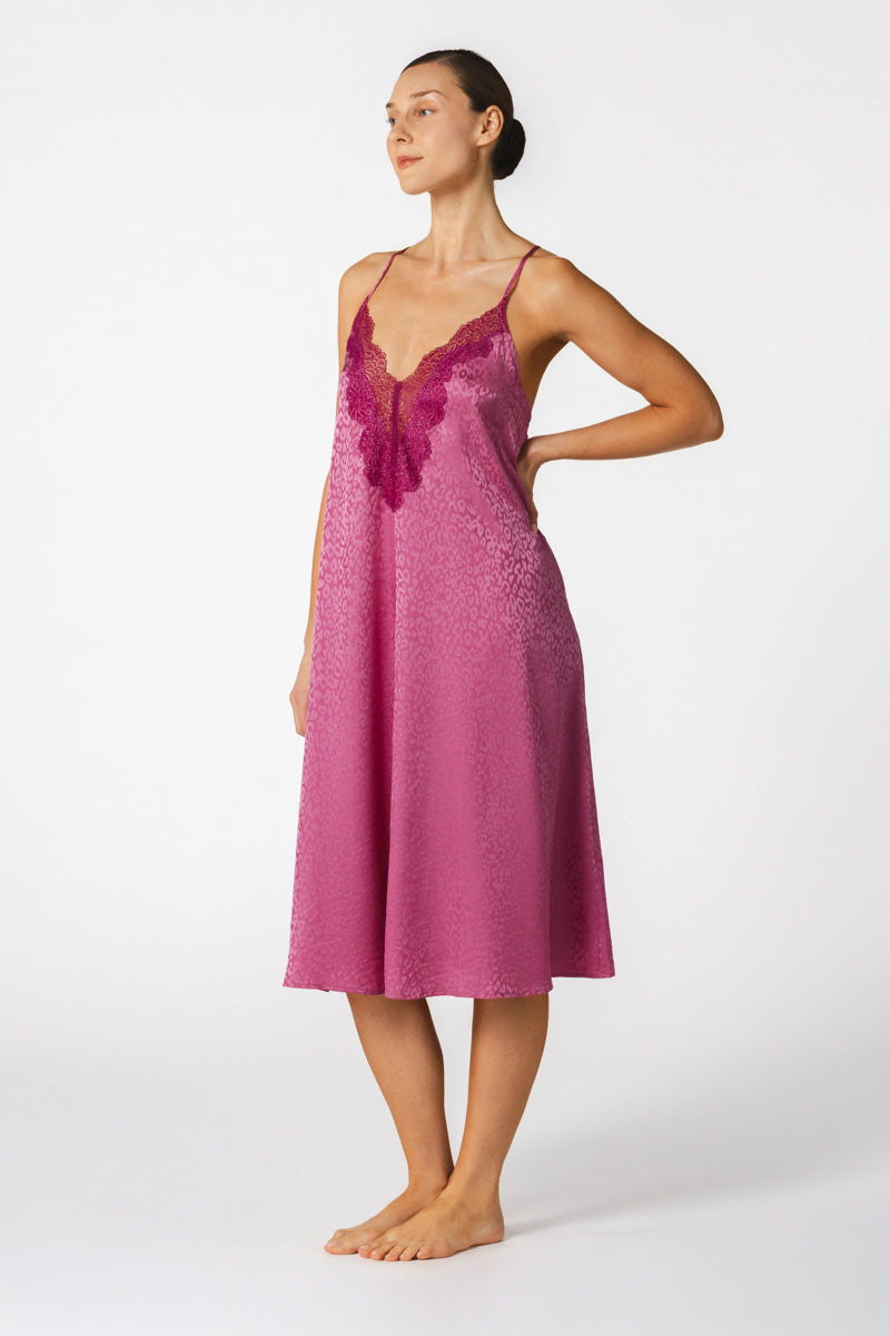 SEASIDE A-LINE LONG SILK GOWN IN FREESIA - CULT MIA