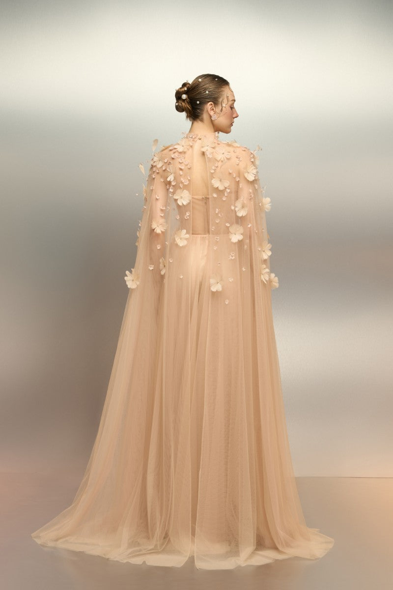 RUMRAM TULLE FLOWER DRESS IN BEIGE - CULT MIA