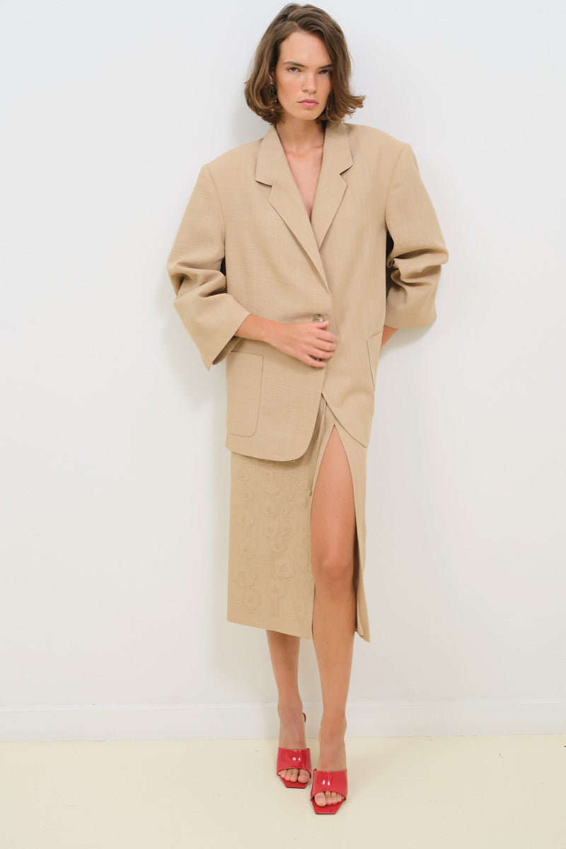 LINEN BLAZER WITH EMBROIDERY - CULT MIA