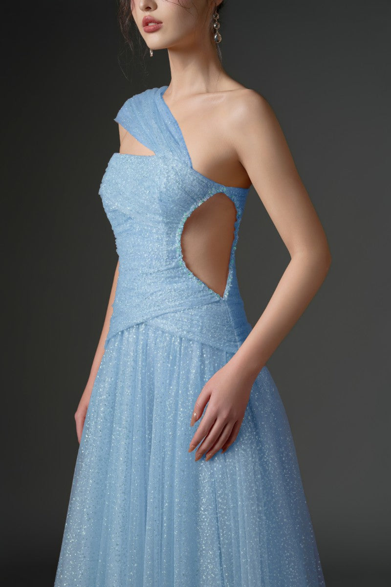 DAJAJAH GLITTER TULLE DRESS IN LIGHT BLUE - CULT MIA
