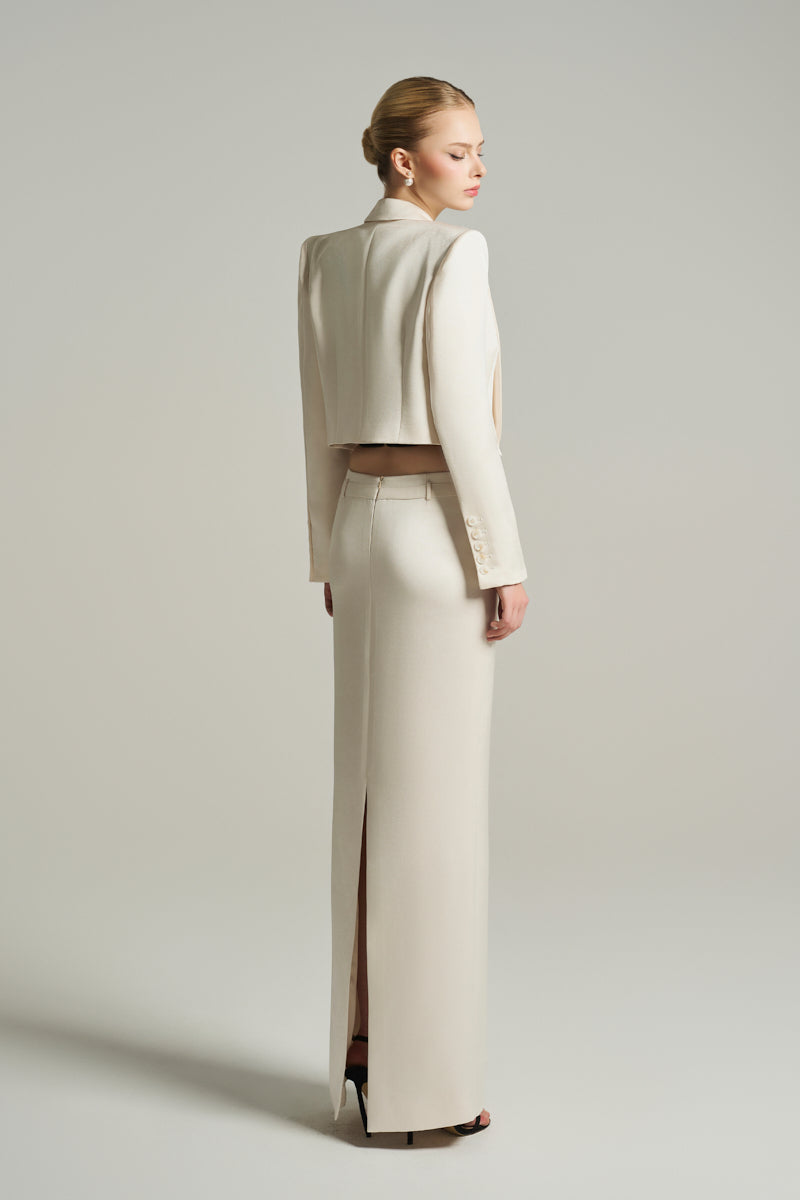 SILK LOW RISE MAXI SKIRT IN IVORY - CULT MIA