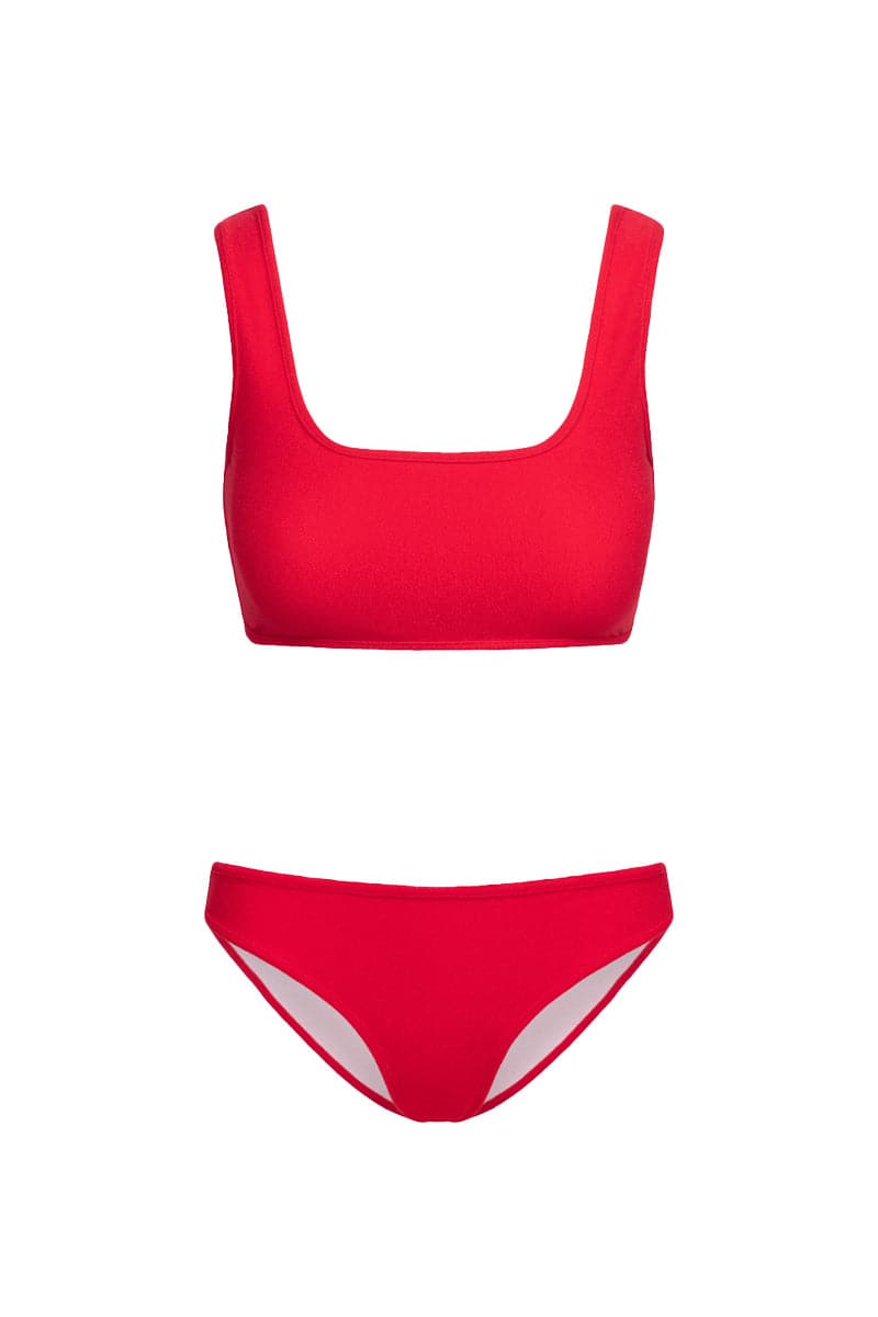THE RED TERRY ATHLETIC TOP AND BRIEF REVERSIBLE BIKINI - CULT MIA