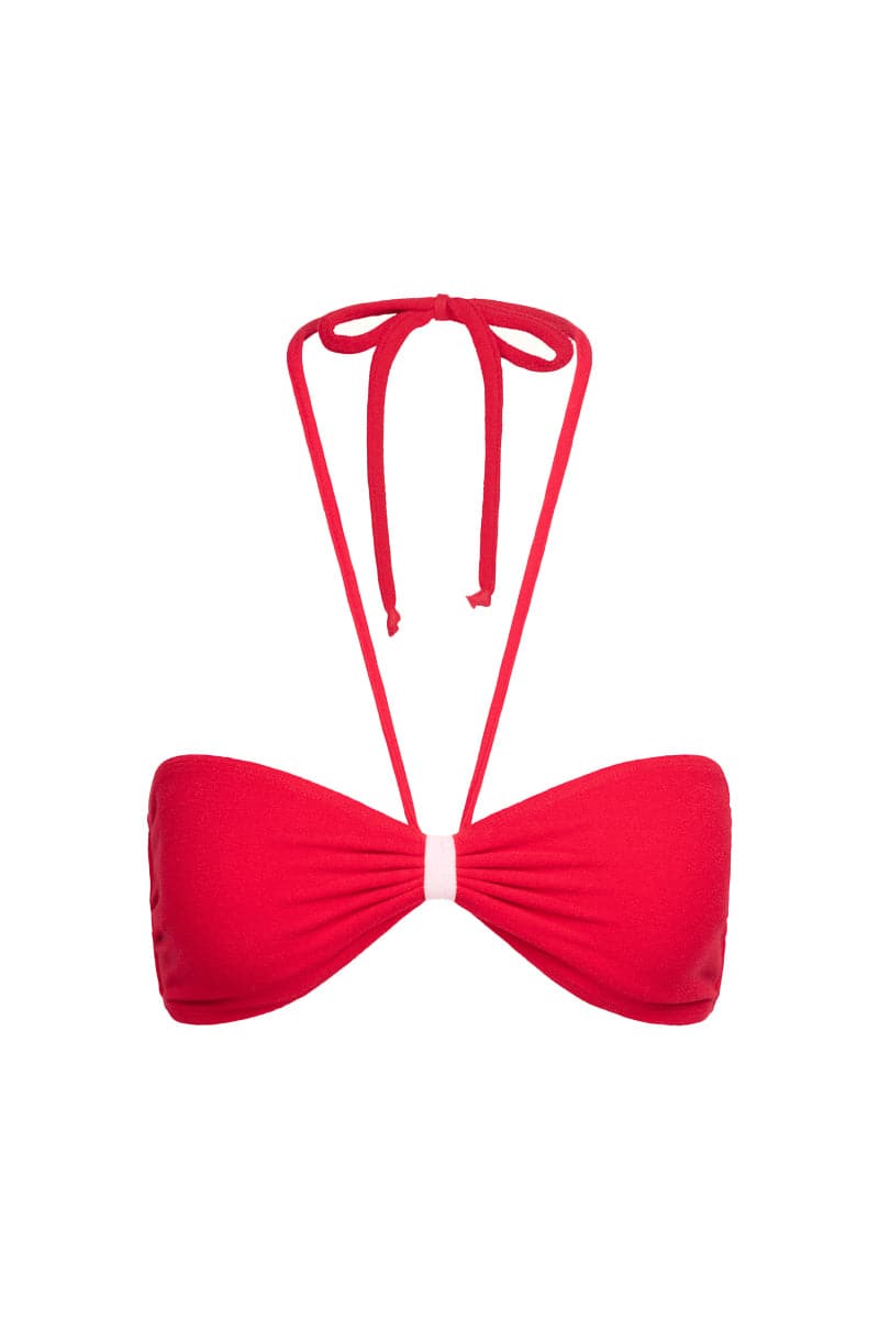 THE RED TERRY STRAPLESS TOP AND BRIEF BIKINI - CULT MIA