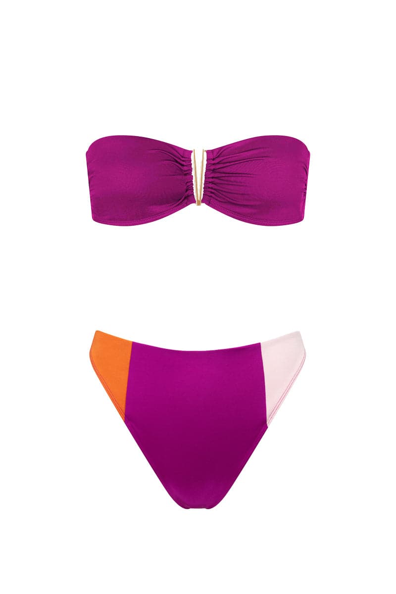 THE COLOR BLOCK STRAPLESS TOP AND BRIEF BIKINI - CULT MIA