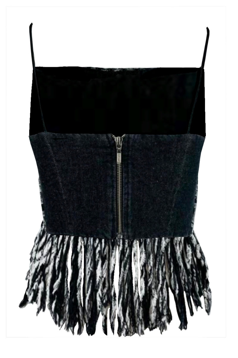 WEAVED DENIM TOP - CULT MIA
