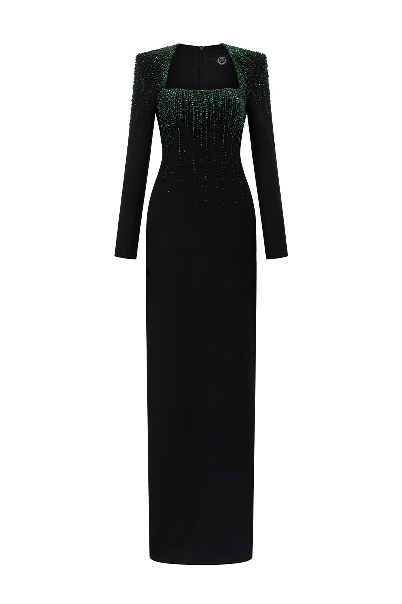CREPE DE CHINE SILK LINED MAXI DRESS IN BLACK | CULT MIA | I.H.F CREPE DE CHINE SILK LINED MAXI DRESS IN BLACK | CULT MIA | I.H.F