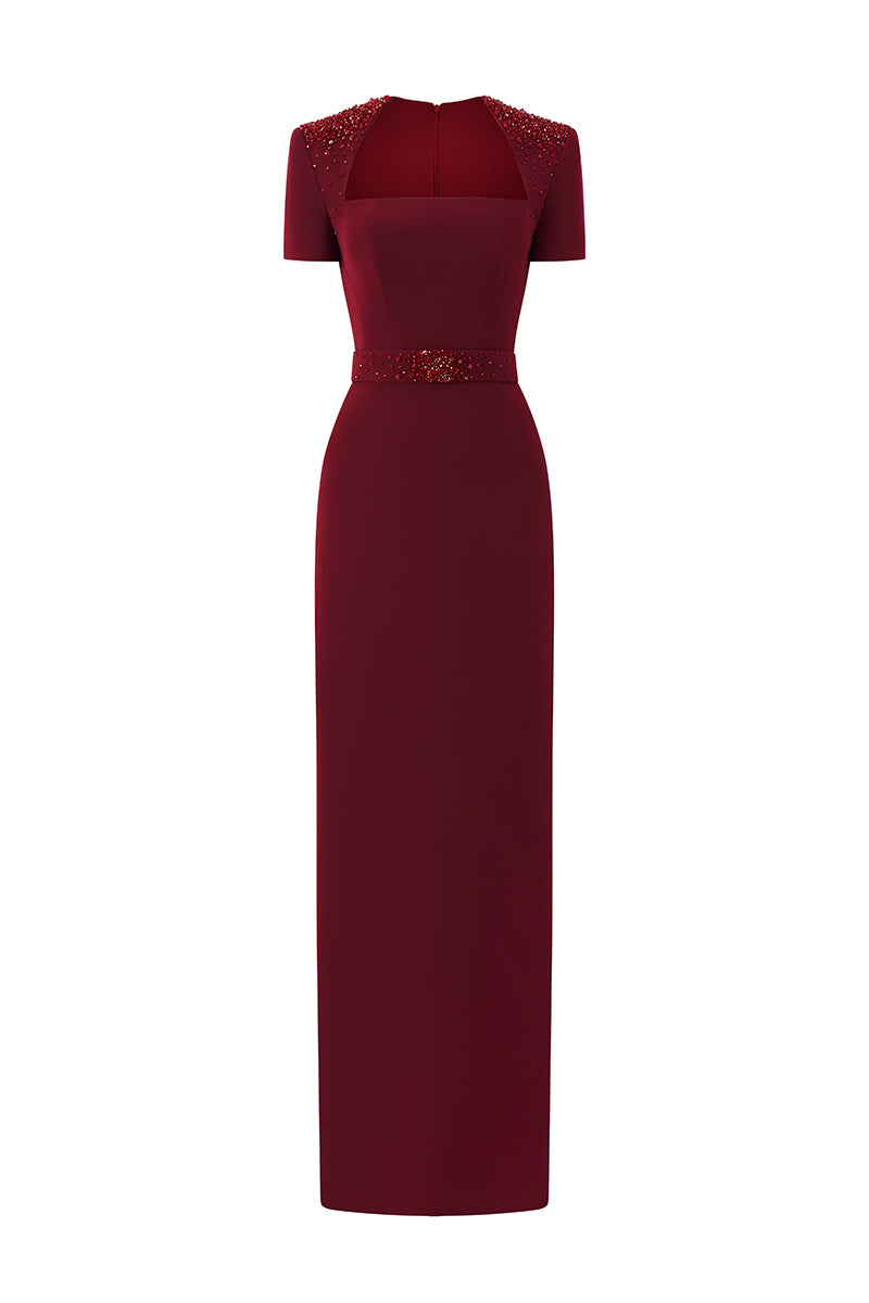 TRAPEZE SHORT SLEEVE CREPE DRESS IN RED | CULT MIA TRAPEZE SHORT SLEEVE CREPE DRESS IN RED | CULT MIA