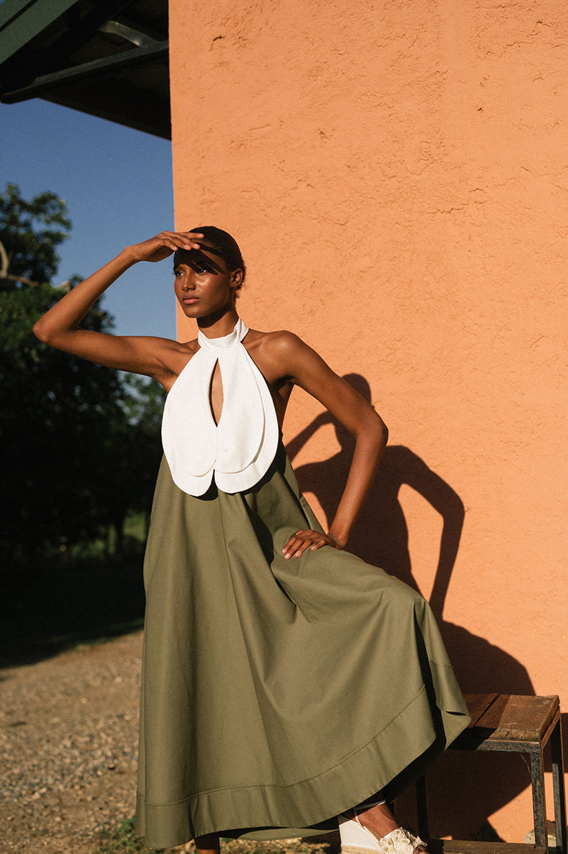 TULIP DRESS IN DUSKY GREEN - CULT MIA