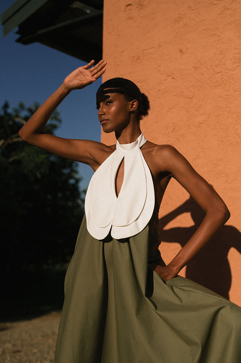 TULIP DRESS IN DUSKY GREEN - CULT MIA