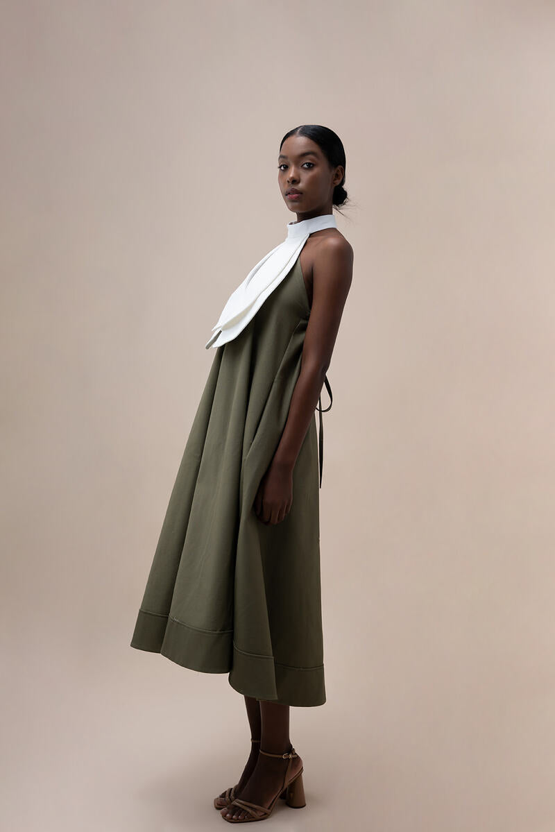 TULIP DRESS IN DUSKY GREEN - CULT MIA