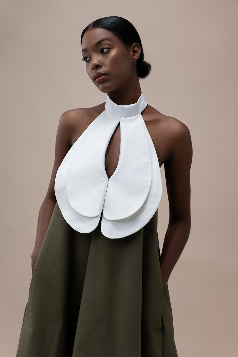 TULIP DRESS IN DUSKY GREEN - CULT MIA