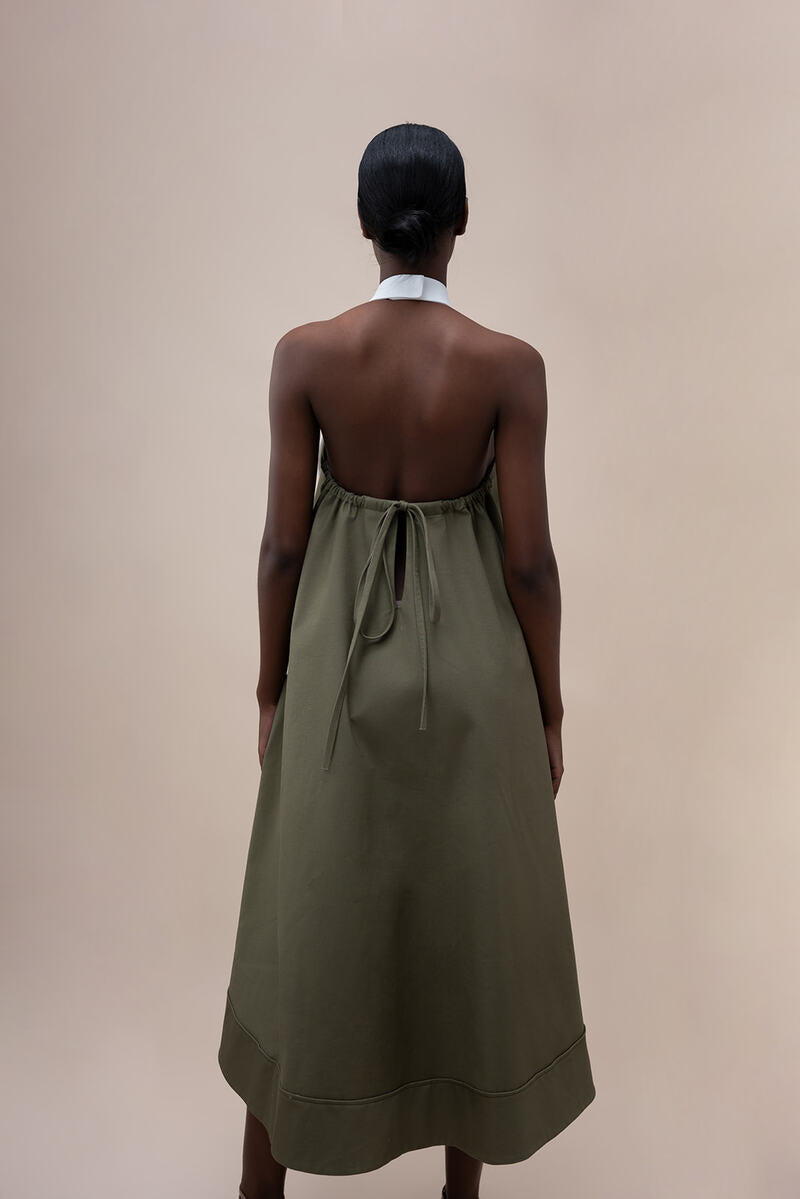 TULIP DRESS IN DUSKY GREEN - CULT MIA