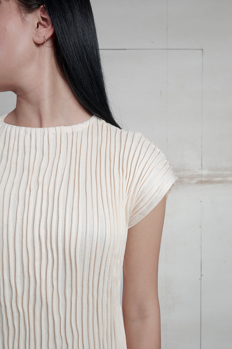 TULIPAN FURROWS DRESS IN IVORY - CULT MIA